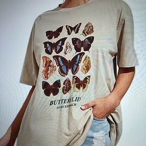 Oversized Graphic Butterfly T-Shirt, butterflies